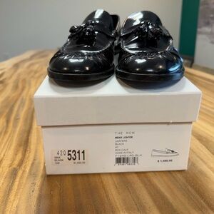 The Row Black Patent Leather Tassel Loafers Size 40